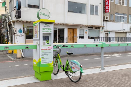 Tainan, Taiwan 21 February 2023: Share biked in Tainan city downtown in Taiwan