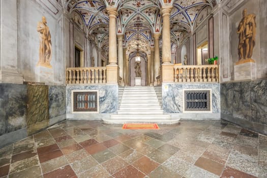 Genoa, Italy - 08 August 2023: interior of Gio Carlo Brignole Palace. Luxury ancient building, ca 1670