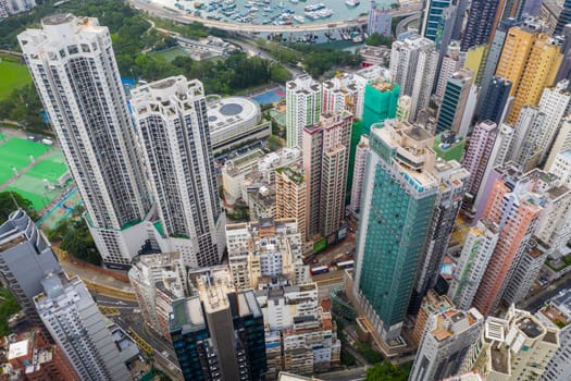 North point, Hong Kong 01 June 2019: Top view of Hong Kong city