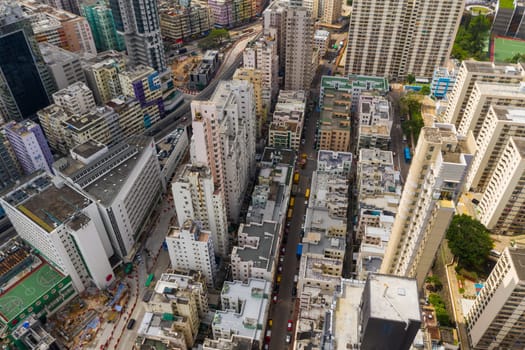 Hung Hom, Hong Kong 17 May 2019: Top view of Hong Kong city