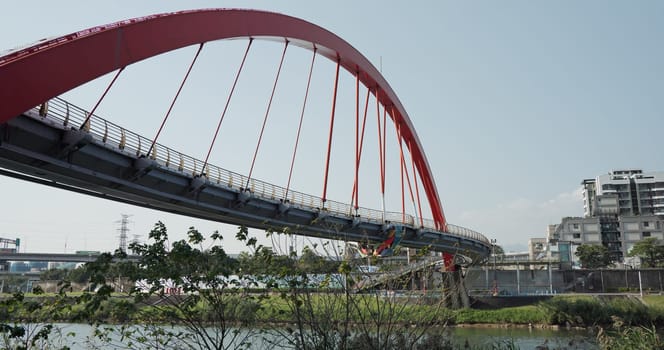 Taipei, Taiwan, 04 March 2022: Rainbow Bridge across the Keelung River