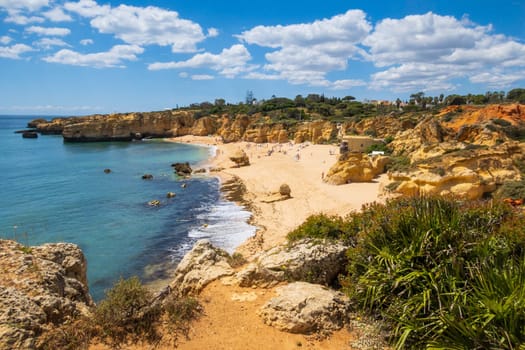 Albufeira, Portugal - April 29, 2024: Amazing Praia dos Paradinha beach photographed in Algarve, Portugal