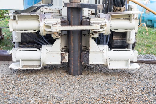 Water well drill. Industrial machinery drilling with mining tower. Engineering equipment
