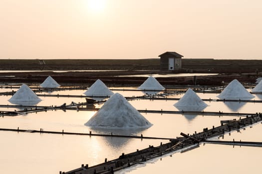 Jingzaijiao Tile paved Salt Fields in Tainan of Taiwan