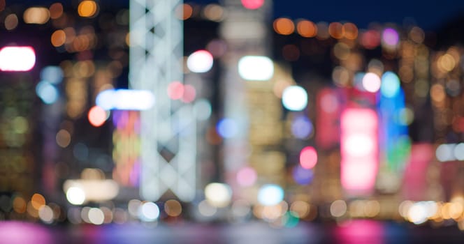 Bokeh downtown city at night