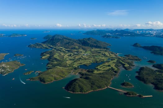 Beautiful island and sea ocean from top
