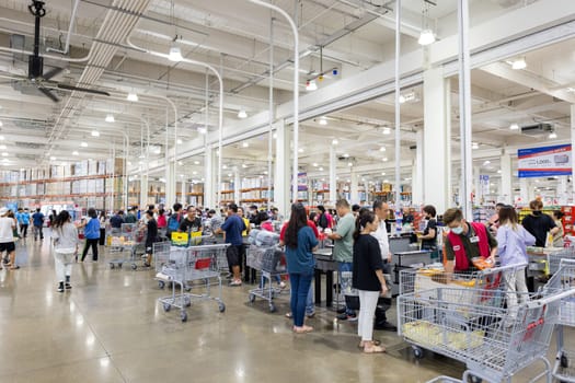 Taiwan 22 September 2023: Cashier in Costco Store