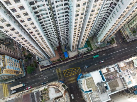 Kwun Tong, Hong Kong 21 November 2021: Top view of Hong Kong city