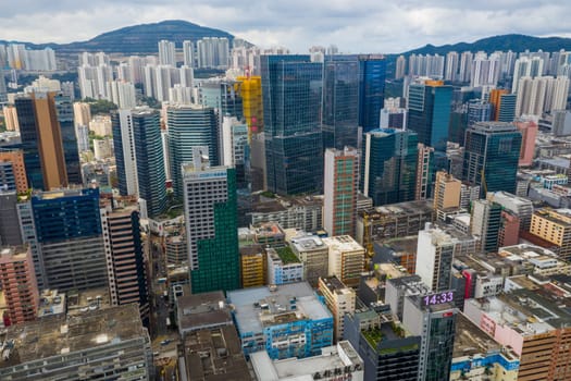 Kwun Tong, Hong Kong 02 June 2019: Top view of Hong Kong city
