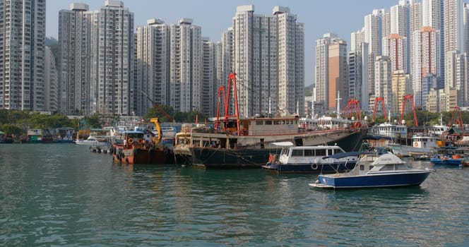 Aberdeen, Hong Kong 12 May 2019: Hong Kong fishing harbor port