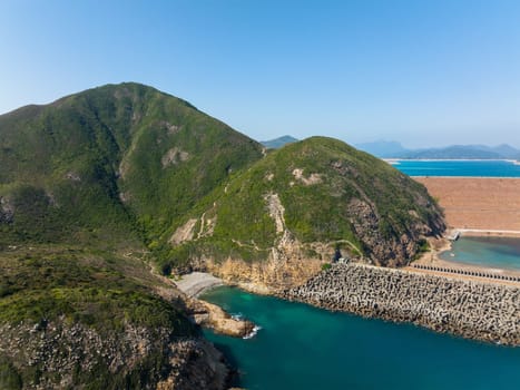 Top view of Hong Kong Sai kung high island reservoir