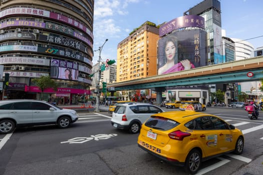 Taipei, Taiwan, 24 March 2022: Taipei city street in Zhongxiao Xinsheng district