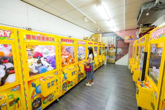 Taiwan 05 July 2023: Claw machine shop in taiwan