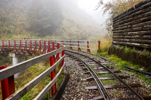 Bong Bong Train track in Taipingshan National Forest Recreation Area at Yilan