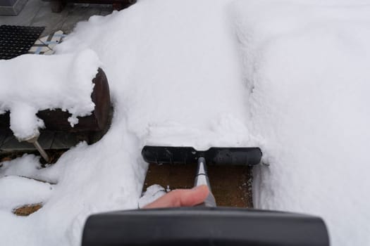 Winter germany outdoor nature snow. Snow shovel in the snow