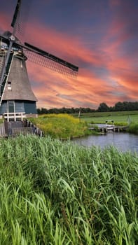 Mill on the river at dawn.