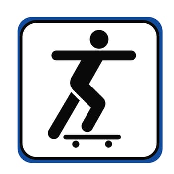 Skateboard sign on white background with blue outline