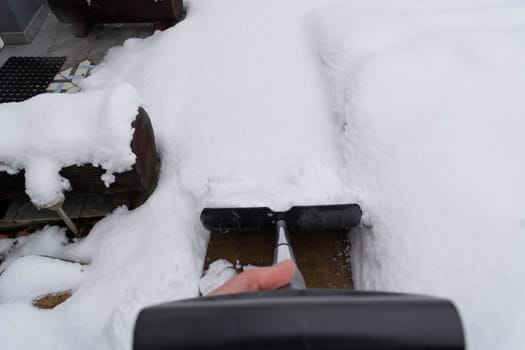 Winter germany outdoor nature snow. Snow shovel in the snow