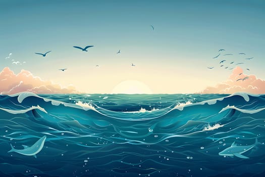 World Oceans Day, To celebrate and raise awareness of the world's oceans Let's work together to conserve the sea, Template design, Generative Ai