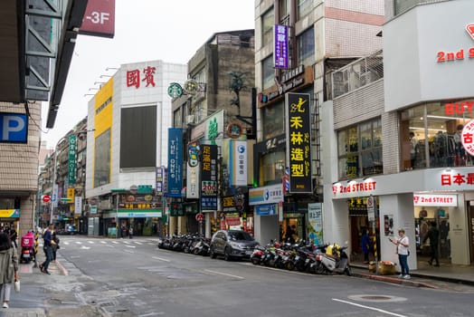 Taipei, Taiwan 27 December 2023: Taipei city street in Ximen