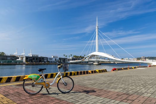 Taiwan, 02 February 2024: Scenery of the Great Harbor Bridge in the port of Kaohsiung in Taiwan