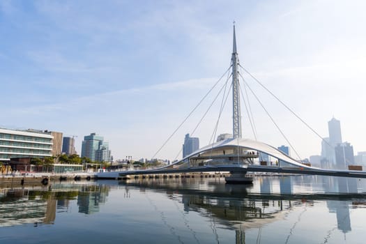 Taiwan, 02 February 2024: Scenery of the Great Harbor Bridge in the port of Kaohsiung in Taiwan