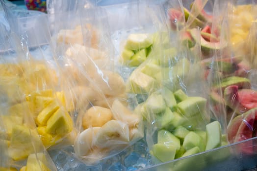 Variety slice of the fruit in the local food store in street market