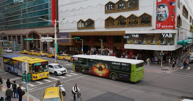 Taipei, Taiwan 30 March 2022: Taipei city street in Zhongshan district