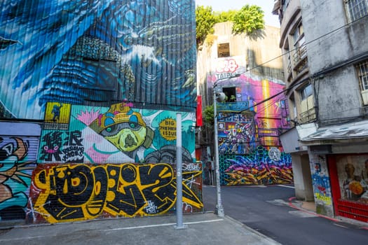 Taipei, Taiwan 02 January 2024: Graffiti in the street at ximen district at Taipei city