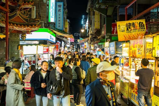 Taipei, Taiwan 11 January 2024: Taipei city street market in Shilin District at night