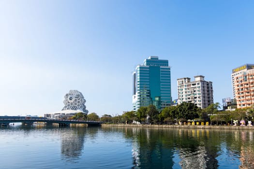 Kaohsiung, Taiwan 01 February 2024: Kaohsiung city in riverside at Taiwan