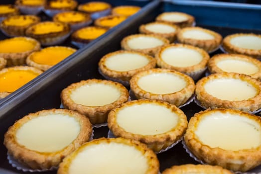 Fresh baked egg tart in the bakery shop