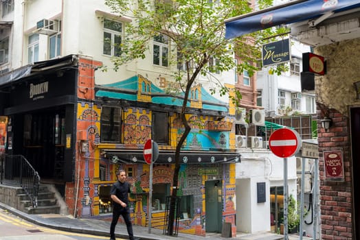 Hong Kong 01 April 2024: Hong Kong central with wall Graffiti