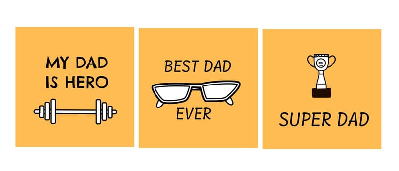 happy fathers day elements doodle design, celebration accessories message decoration party greeting card, banner, poster
