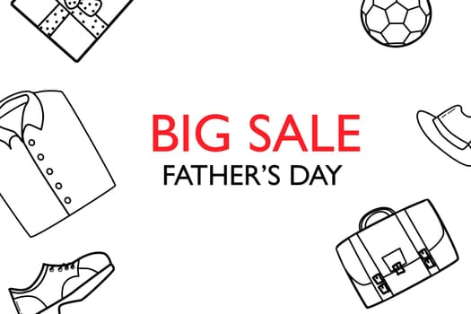 happy fathers day elements doodle design, celebration accessories banner sale