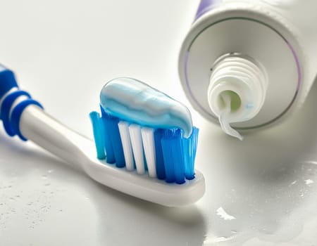 Use a toothbrush to clean partial dentures from replacement teeth.