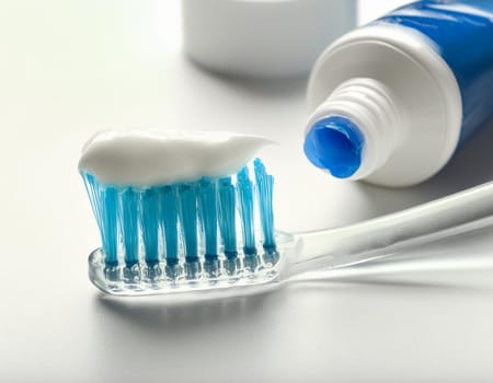Use a toothbrush to clean partial dentures from replacement teeth.