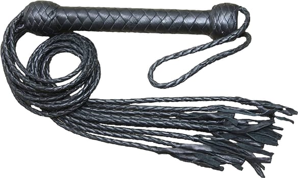 Leather bdsm whip isolated on white background