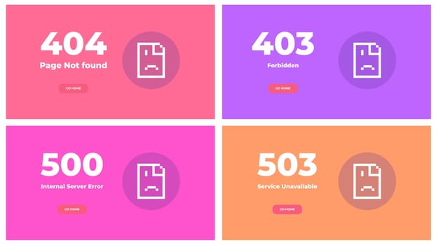 Web error pages layout vector design illustration