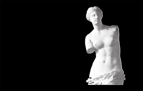 Halftone ancient sculpture. Duotone statue