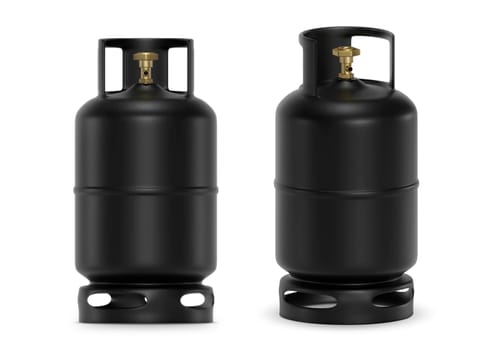 Black gas tanks isolated on white background