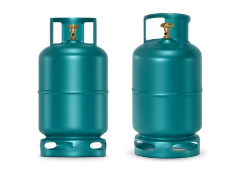Green gas tanks isolated on white background