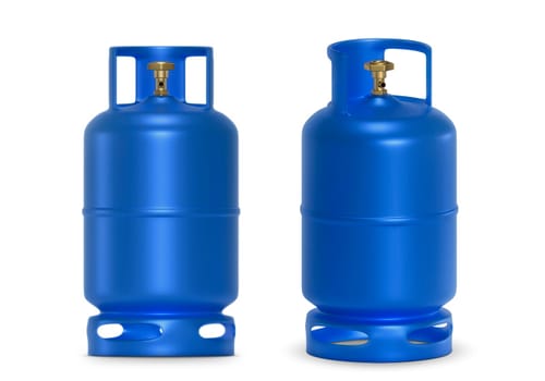 Blue gas tanks isolated on white background