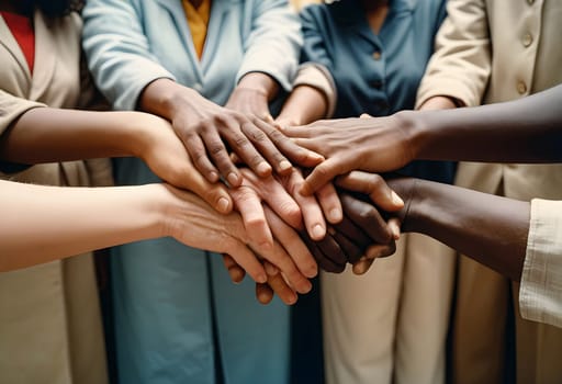 AI generated of a group of people in diversity holding hands for juneteenth
