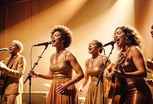 AI generated of a group of women singing and playing instruments on stage