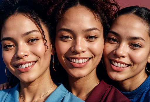 AI generated of portrait of three women smiling together