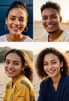 AI generated of four different photos of people smiling