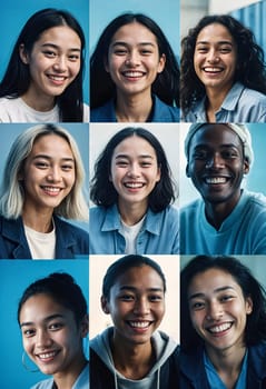 AI generated of a collage of photos of a smiling men and women