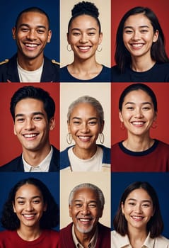AI generated of a collage of photos of people with different expressions