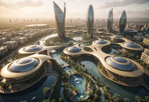 AI generated of the building of the future is a futuristic design